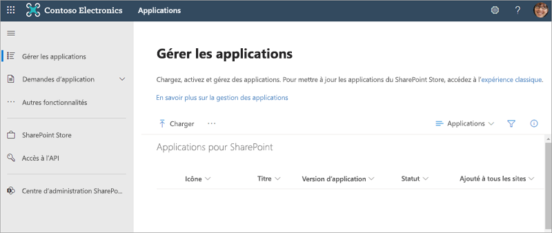 Capture d’écran du catalogue d’applications moderne.