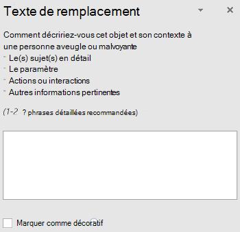 Capture d’écran du texte de remplacement dans Microsoft PowerPoint.