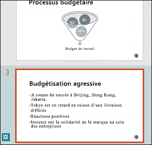 Lorsqu’un utilisateur ouvre de nouveau une présentation PowerPoint modifiée, les diapositives rectifiées sont mises en surbrillance dans le volet miniatures