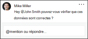 Les utilisateurs peuvent ajouter des commentaires et @mention d’autres membres