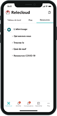 Capture d’écran de la vue Mobile Resources
