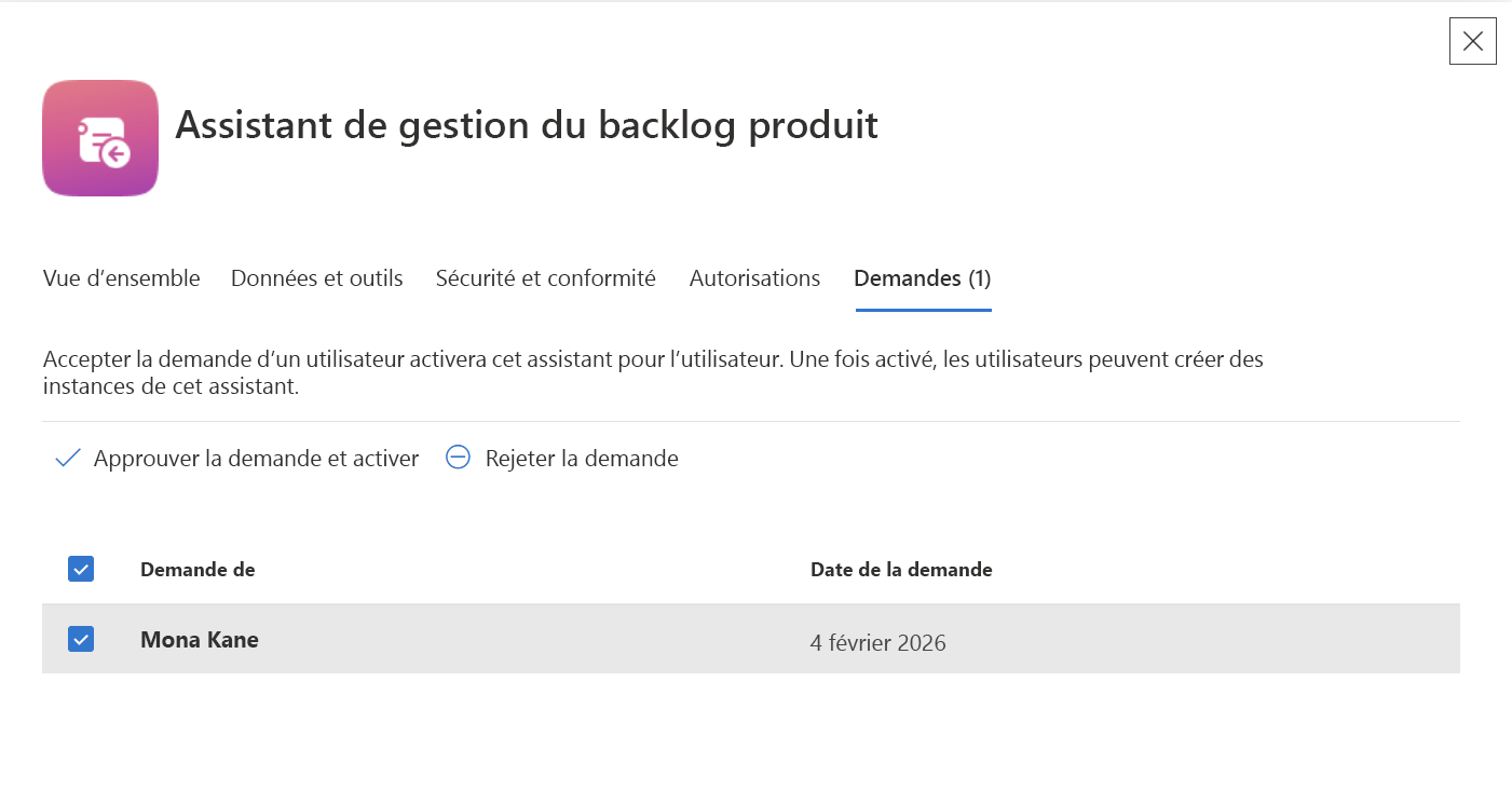 Screenshot of the Requests tab with the users to be approved for activation.