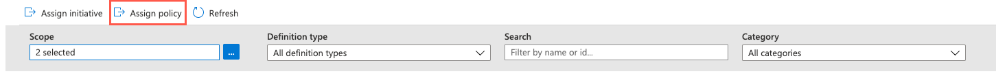 Screenshot that shows the new policy assignment option.