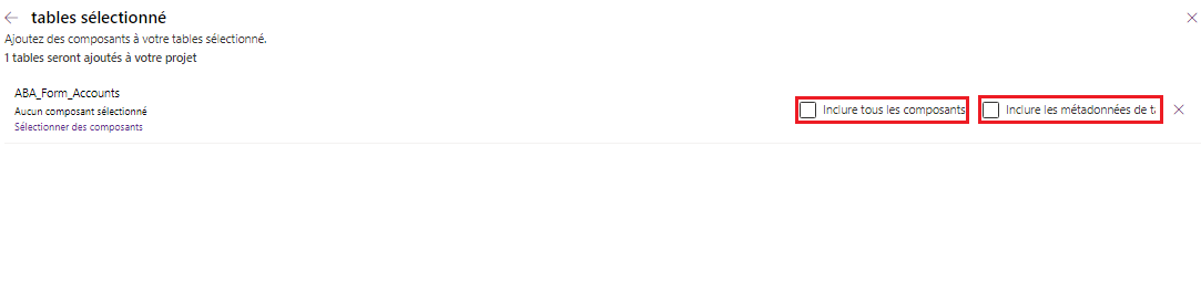 Capture d’écran présentant l’ajout d’une table.