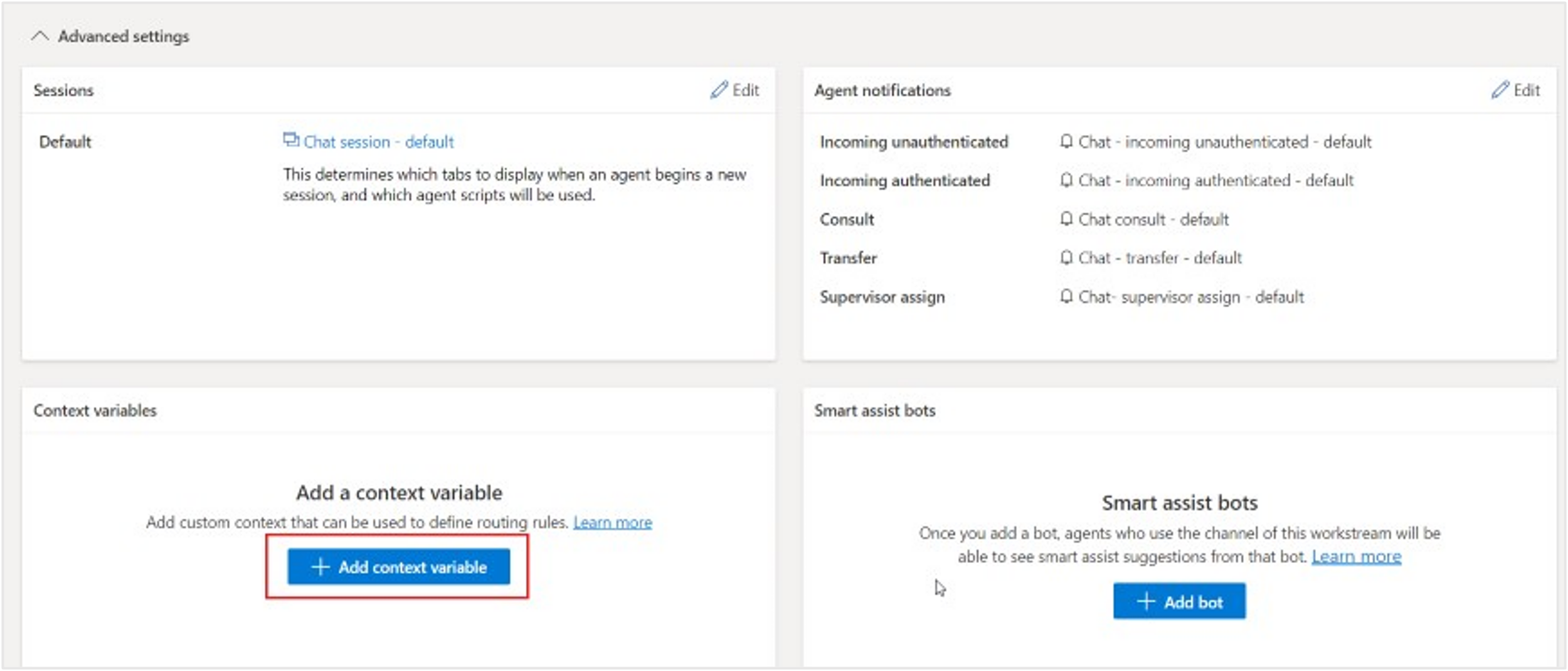 Screenshot of selecting the Add context variable option.