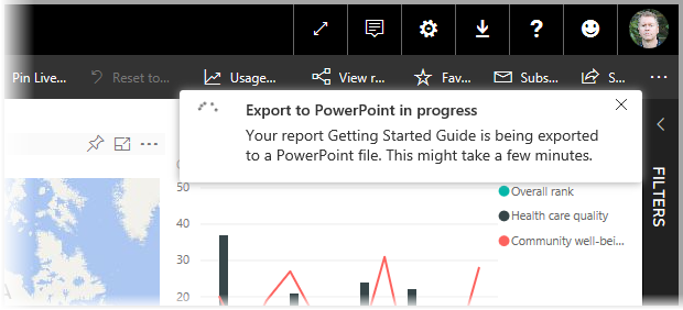 Fenêtre de progression de l’exportation vers PowerPoint