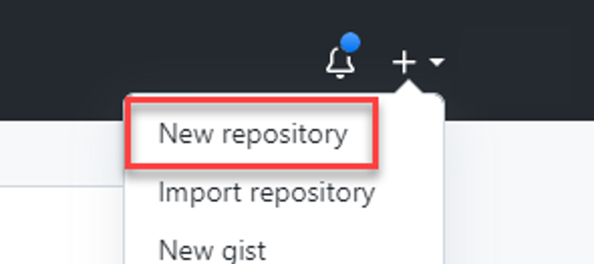 Capture d’écran du bouton Nouveau référentiel dans GitHub.