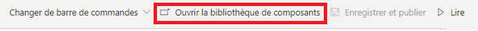 Capture d’écran illustrant le bouton Ouvrir la bibliothèque de composants.