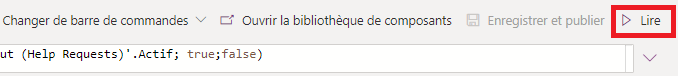 Capture d’écran illustrant le bouton Lire.