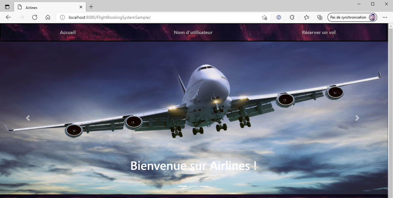 Capture d’écran montrant l’application en cours d’exécution.