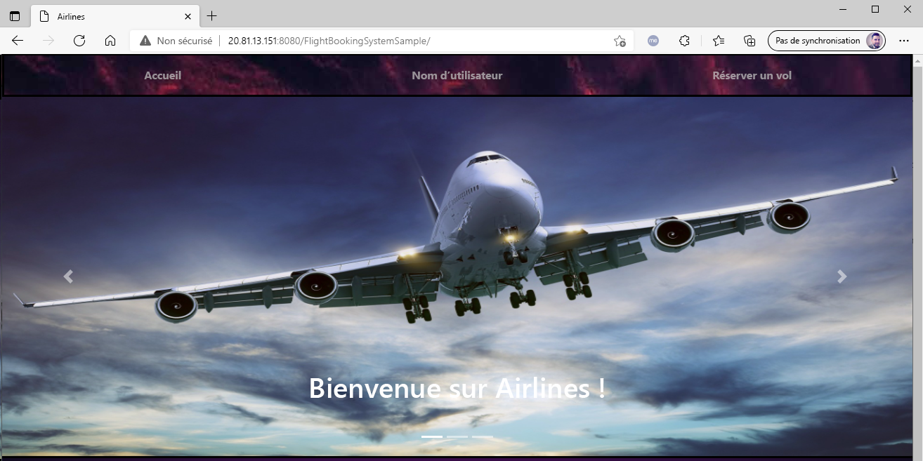 Capture d’écran montrant l’application en cours d’exécution.