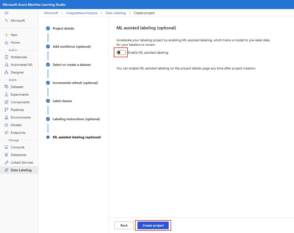Capture d’écran montrant l’option d’étiquetage assisté désactivée.