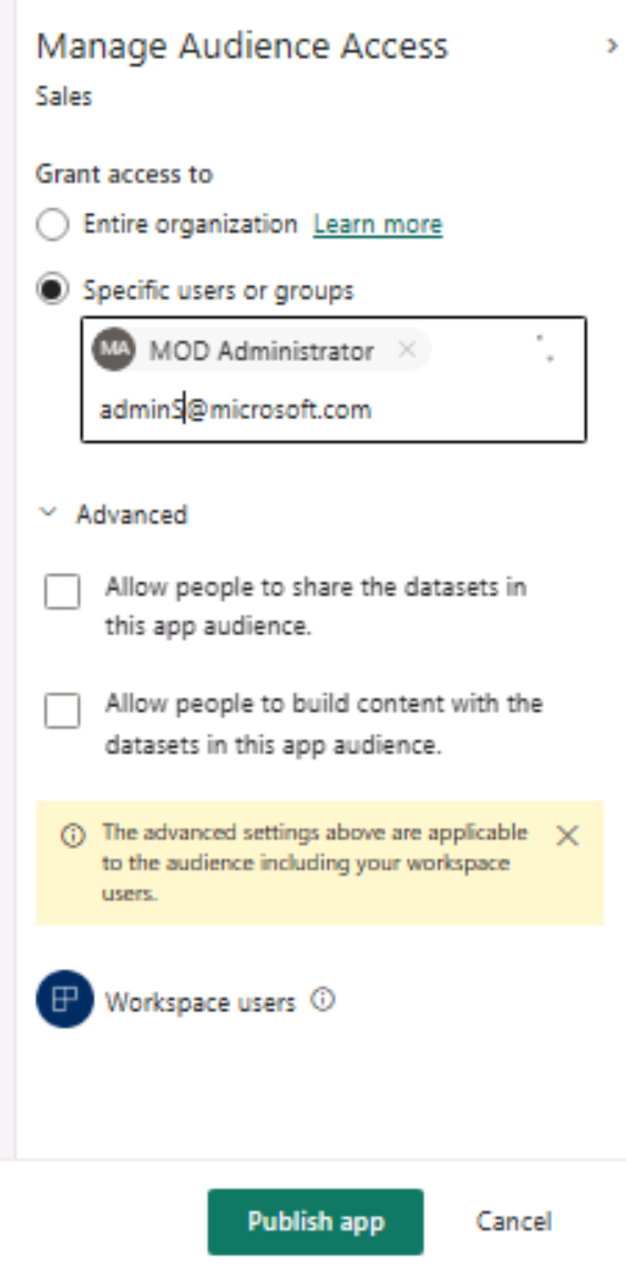 Capture d’écran de l’onglet Autorisations avec les détails d’accès pour ajouter des utilisateurs.