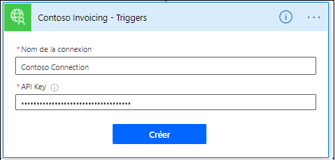 Capture d’écran du bouton de création d’une connexion.