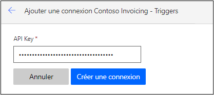 Capture d’écran du bouton Créer une connexion.