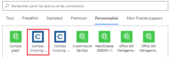 Capture d’écran avec une flèche pointant vers le déclencheur du connecteur personnalisé.
