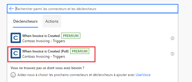Capture d’écran avec une flèche pointant vers un déclencheur de connecteur personnalisé.