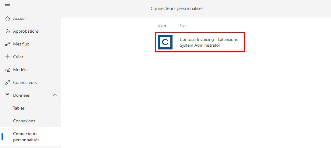 Capture d’écran montrant le connecteur personnalisé.