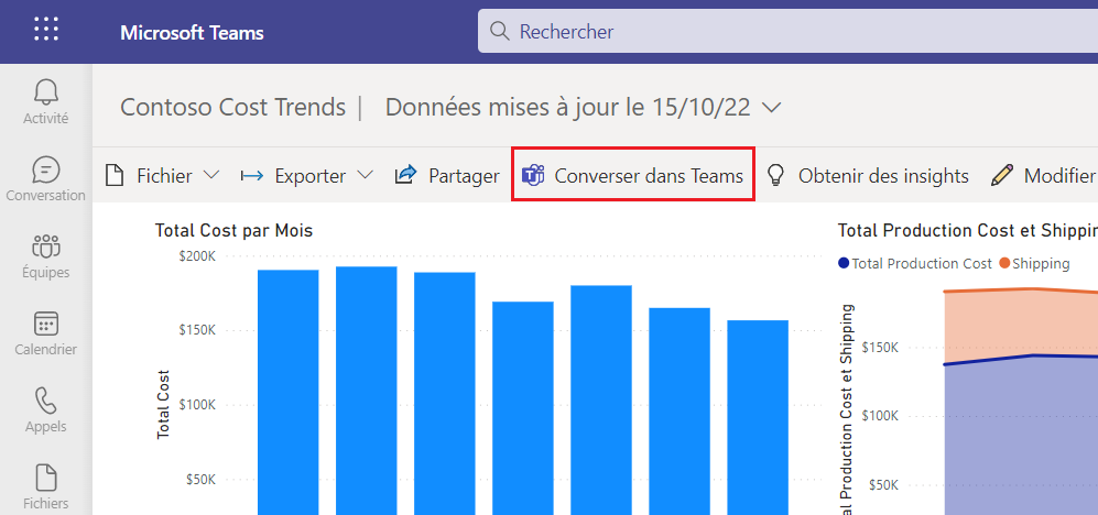 Capture d’écran de Teams avec le bouton Conversation instantanée dans Teams mis en évidence.