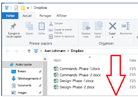 Capture d’écran d’une liste de fichiers dans Dropbox.