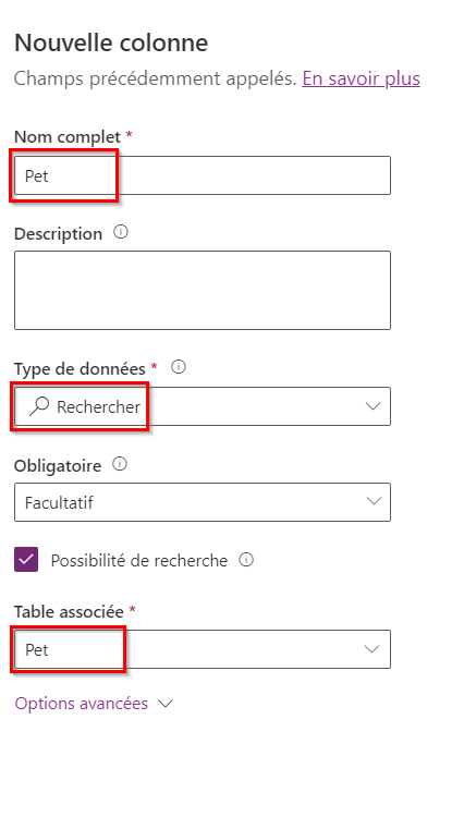 Capture d’écran de la colonne de recherche Animal de compagnie.