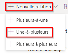 Capture d’écran des options du menu Nouvelle relation.