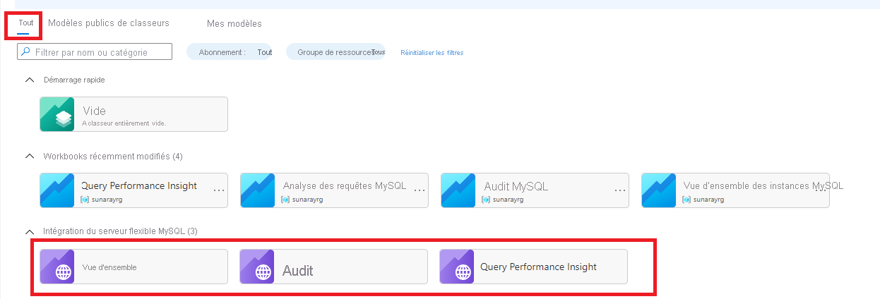 Capture d’écran de la section Supervision montrant la liste des classeurs.