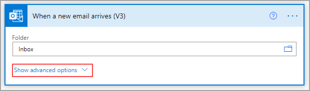 Capture d’écran de la fonctionnalité Afficher les options avancées.