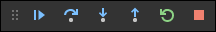Capture d’écran de la barre d’outils du mode débogage de Visual Studio Code.
