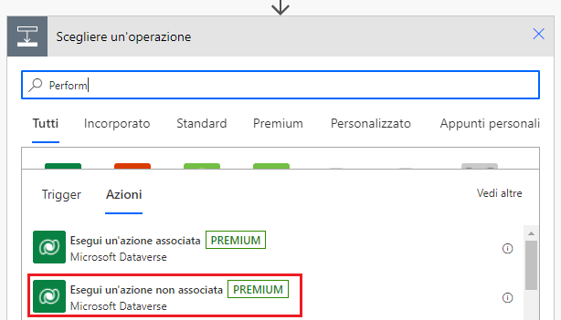 Capture d’écran illustrant la sélection de l’option Effectuer une action non liée.