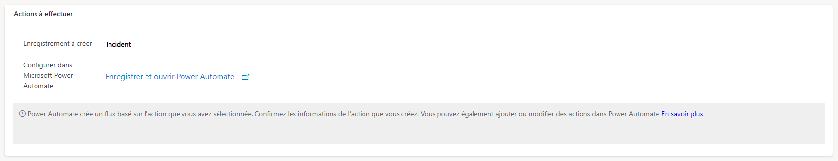 Capture de l’écran Actions à effectuer.