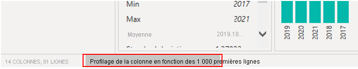 Capture d’écran des lignes du profil en colonnes.