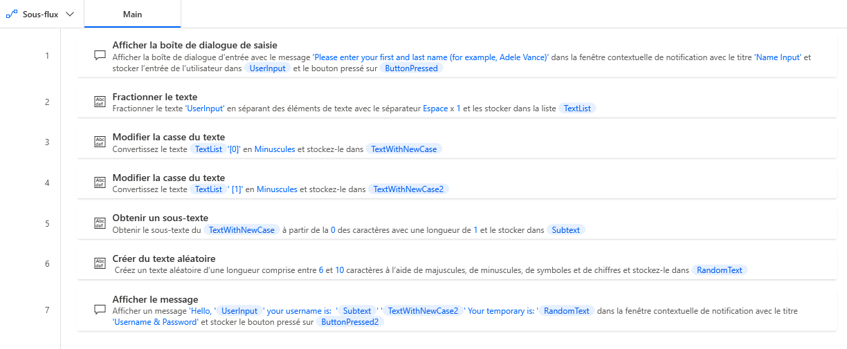 Capture d’écran du flux terminé.