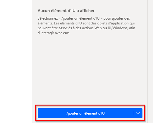 Capture d’écran du bouton Ajouter un élément d’I U.
