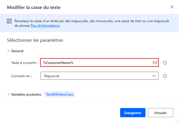 Capture d’écran d’une variable avec la notation de pourcentage.