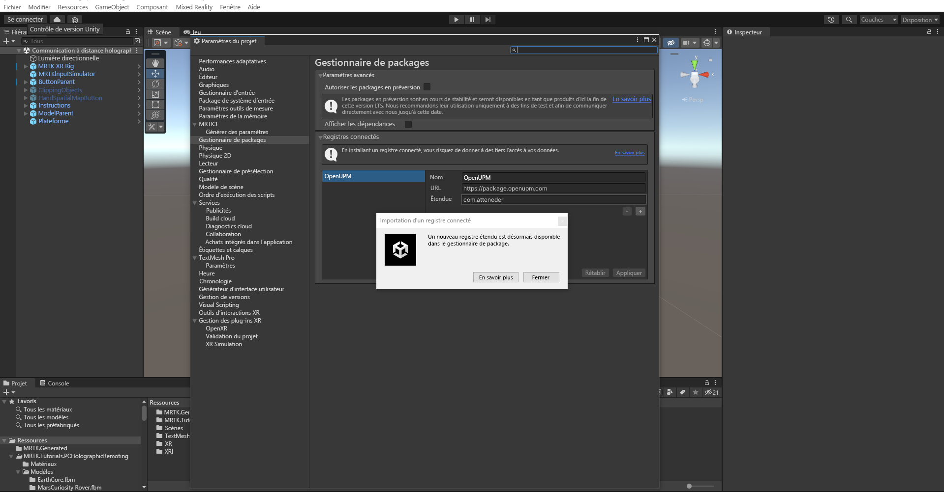 Screenshot of new scope registry imported.