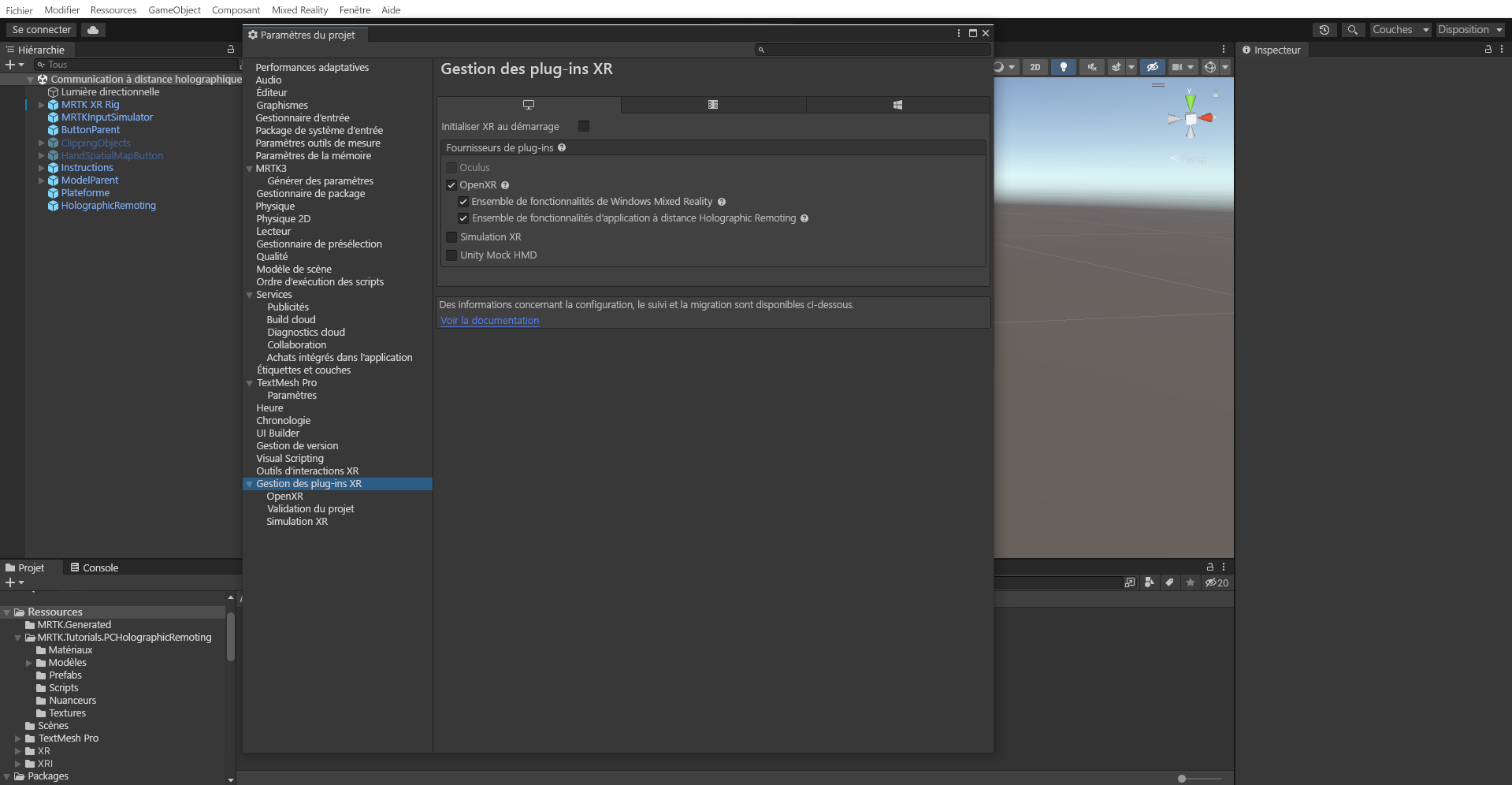 Screenshot of Project settings.
