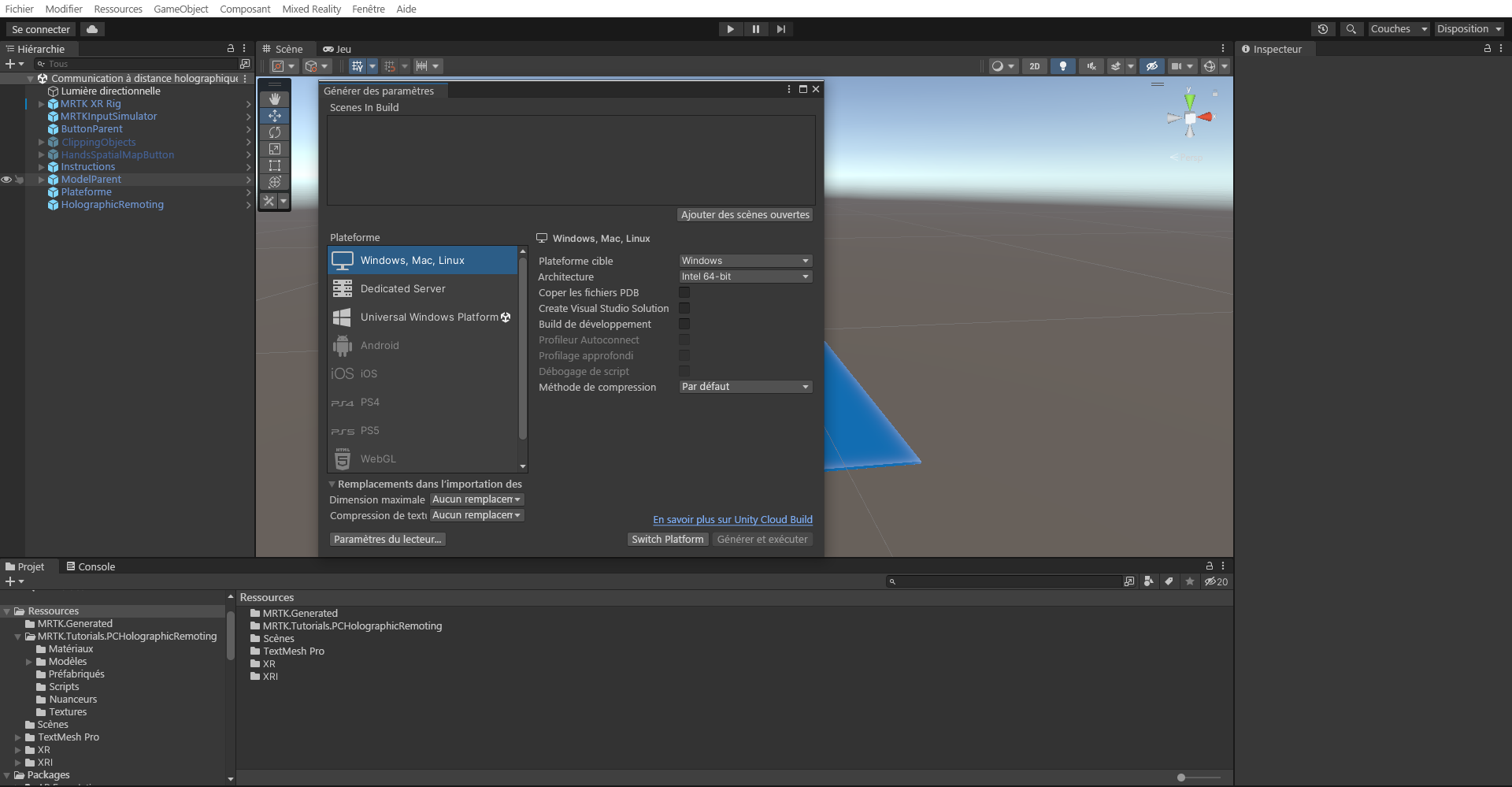 Screenshot of Switching Build Platform.