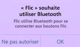 Capture d’écran de la demande de Bluetooth Flic.