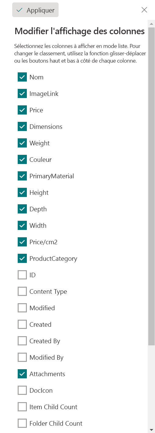Capture d’écran de l’application de pièces jointes