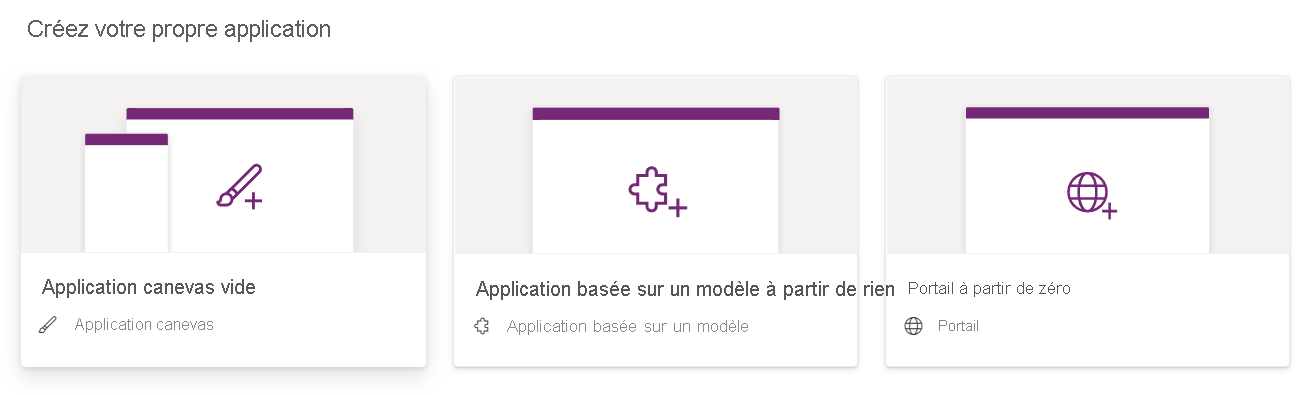 Capture d’écran de la sélection de l’option Application de canevas à partir de rien.
