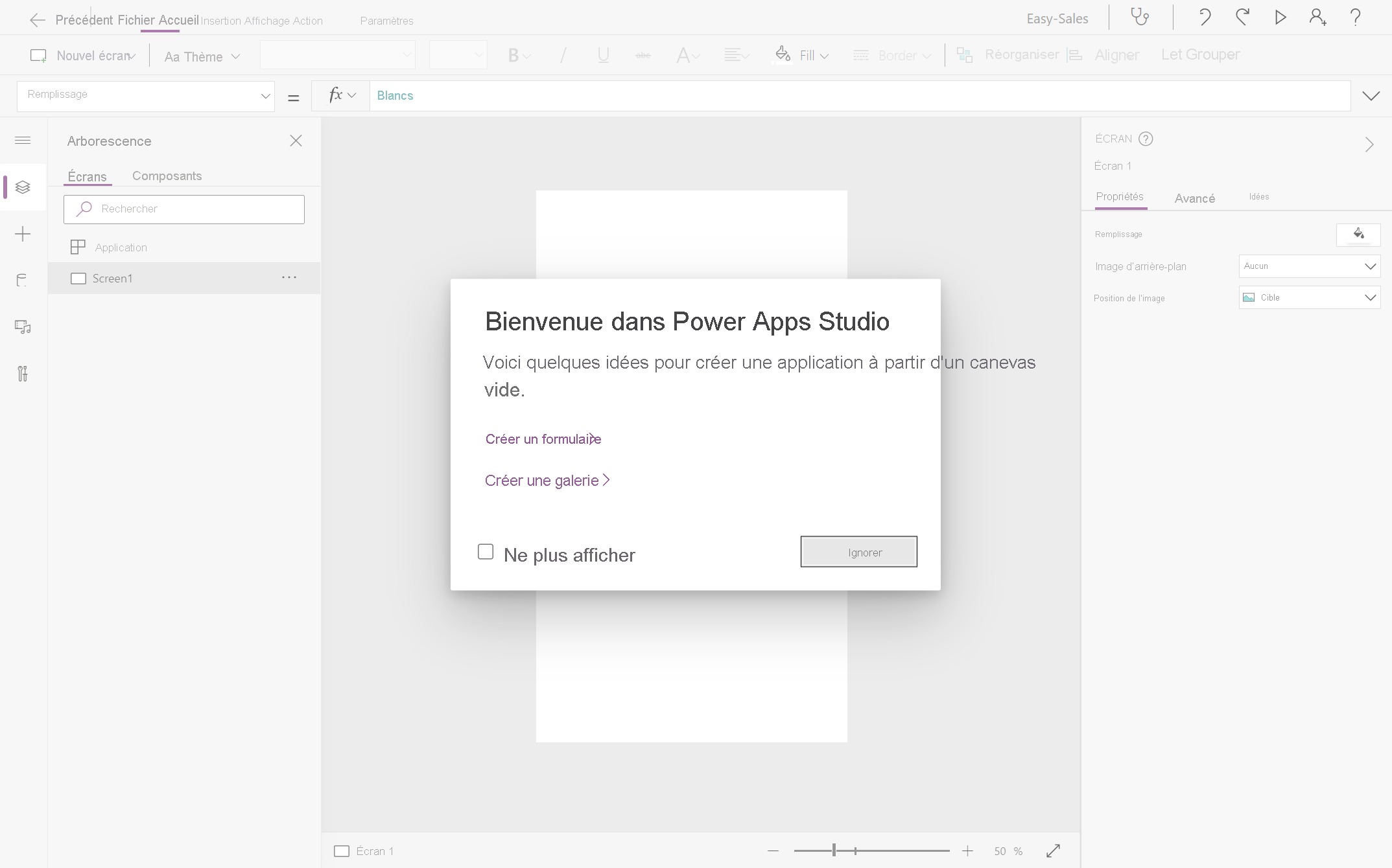 Capture d’écran de la sélection de l’option Ignorer.