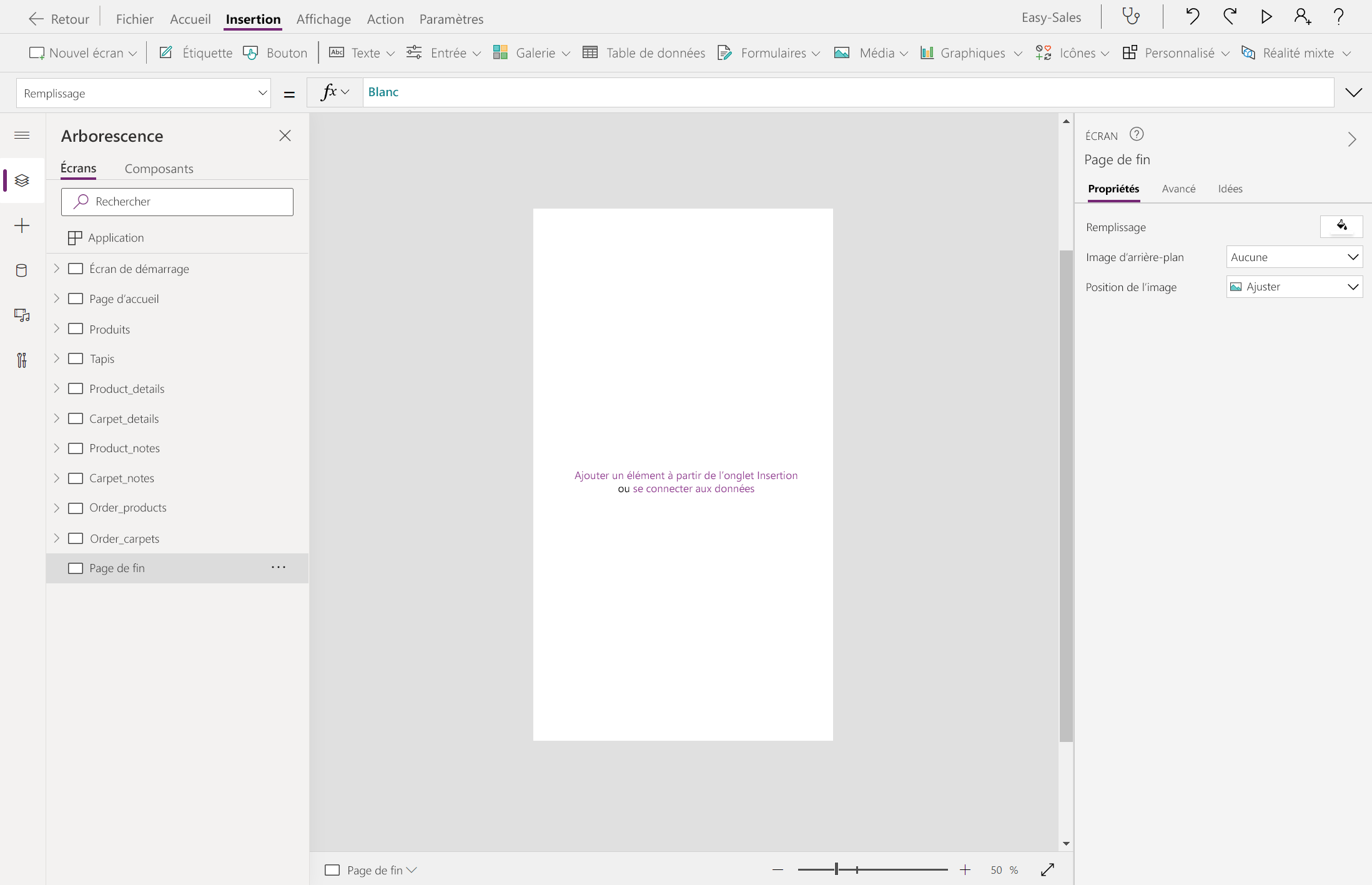 Capture d’écran de la page de fin.