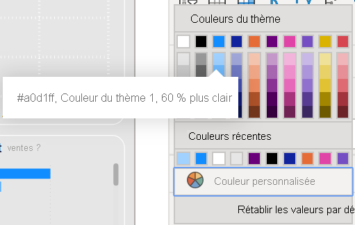 Capture d’écran de la zone du sélecteur de couleurs avec la couleur bleu clair sélectionnée.