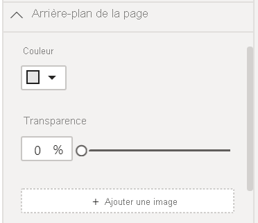 Capture d’écran de la couleur d’arrière-plan de la page définie sur gris clair et de la transparence définie sur 0.