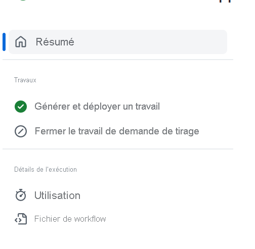 Capture d’écran montrant le bouton générer et déployer sur la page de flux de travail.