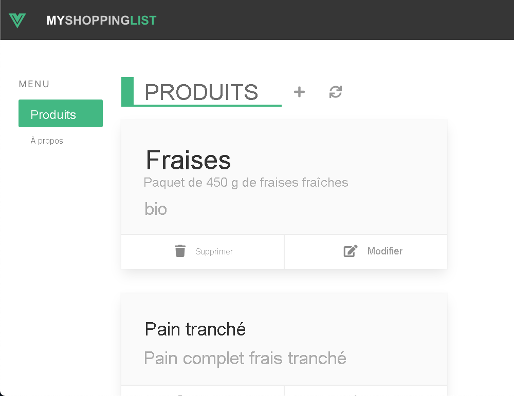 Capture d’écran montrant votre application web Vue.