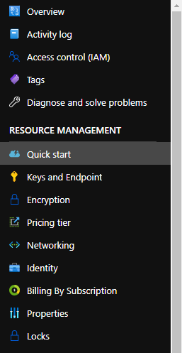 Capture d’écran montrant l’option clés et points de terminaison dans le menu.
