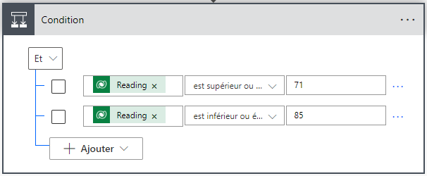 Capture d’écran de la condition actuelle.
