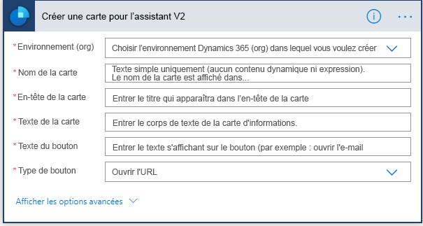 Paramètres de carte Sales Insights avec les colonnes obligatoires répertoriées dans le tableau ci-dessous.